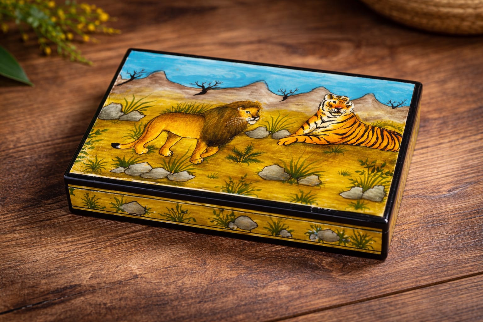 Paper Mache box, Antique Paper Mache Box, hand painted Vintage Box, mughal design box, paper mache jewellery box, handmade paper mache box